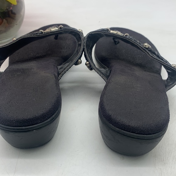 Rialto Black Silver Leather Kismet Thong Flip Flop Sandals Size 8.5 FFT5218E - Picture 7 of 10